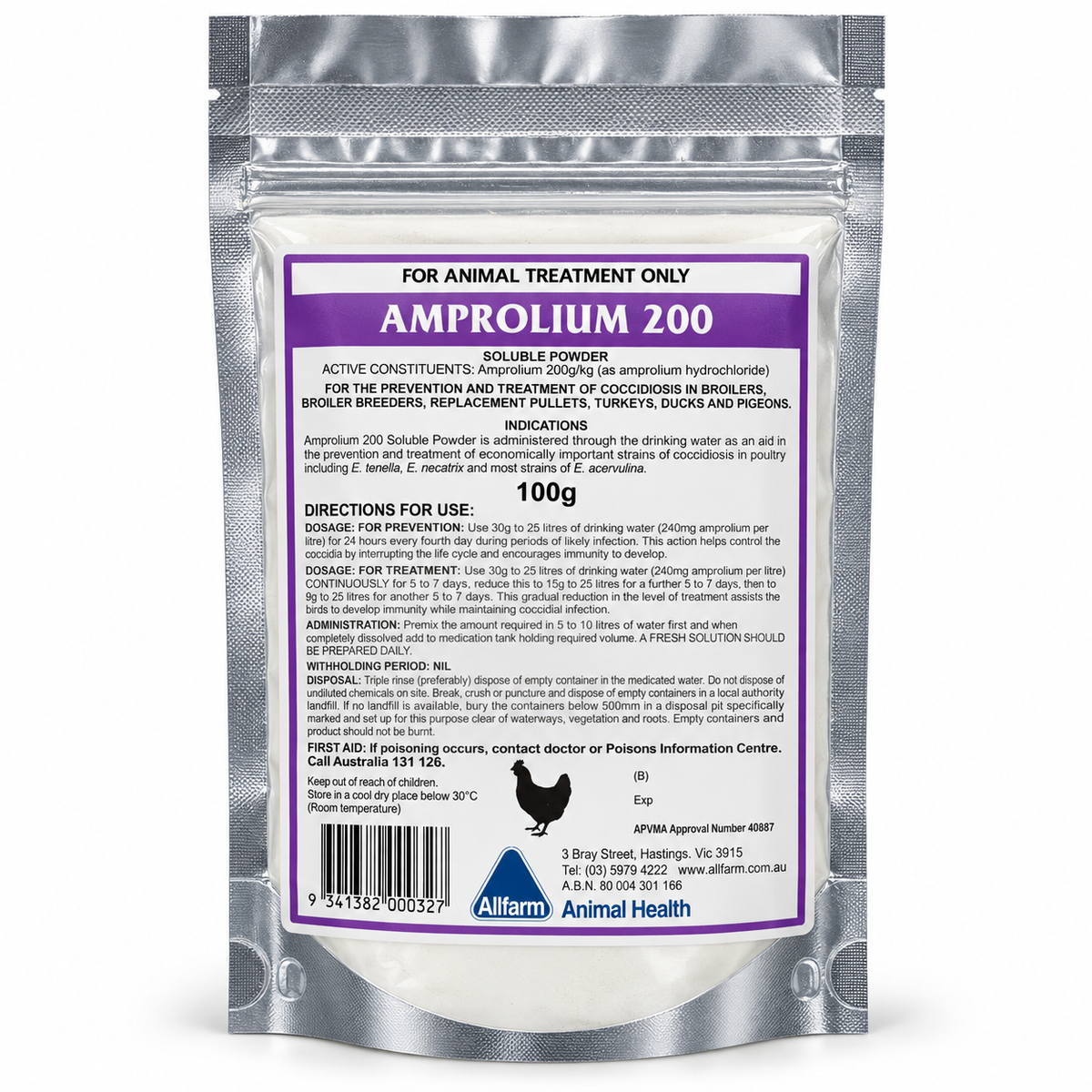 Allfarm Amprolium 200 Soluble Powder 100 g front