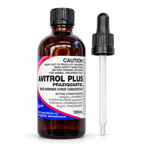 Avitrol Plus Bird Wormer Syrup Concentrate 100 mL bottle and dropper