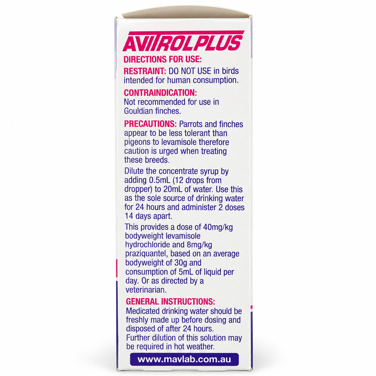 Avitrol Plus Liquid directions dosage and precautions