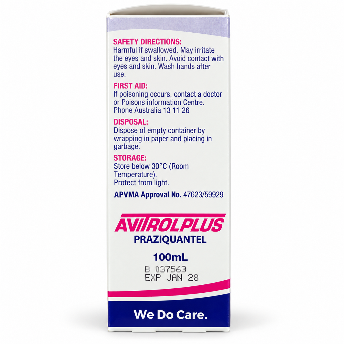 Avitrol Plus Liquid safety storage APVMA batch and expiry