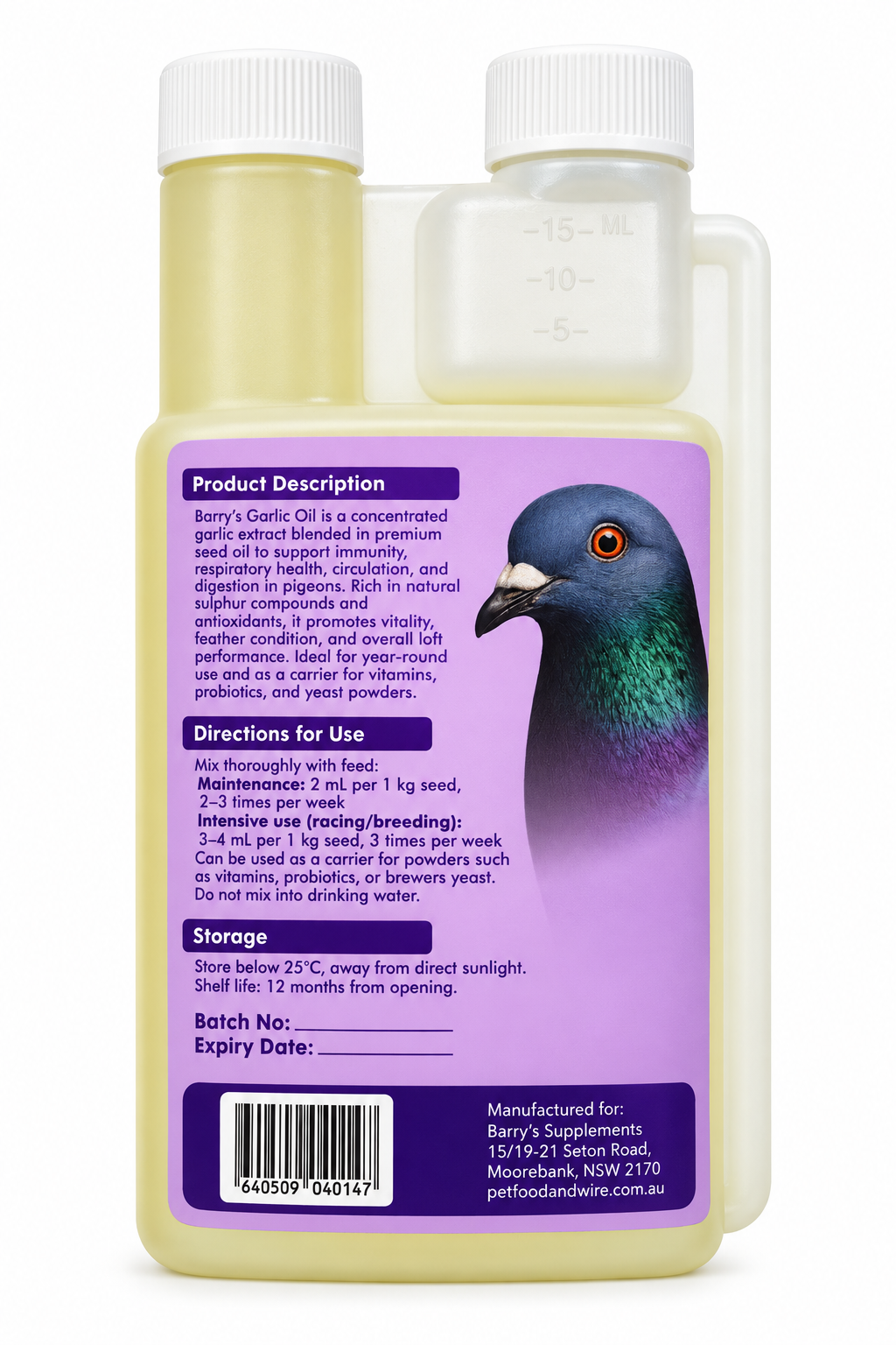 Barry's Garlic Oil 250 mL directions and product information