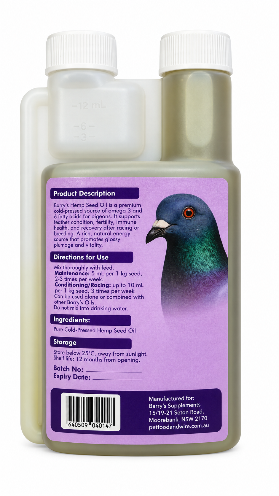 Barry's Hemp Seed Oil 250 mL directions and product information