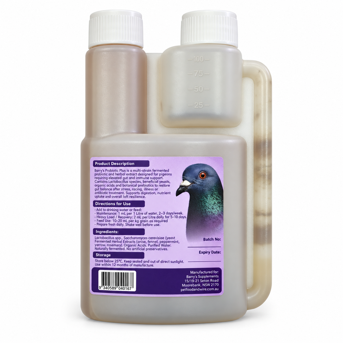 Barry's Probiotic Plus directions, ingredients and storage