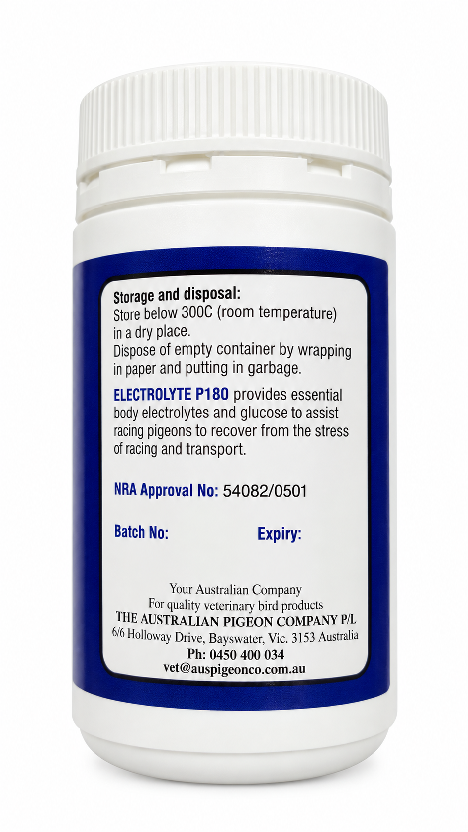 Electrolyte P180 200 g storage and approval