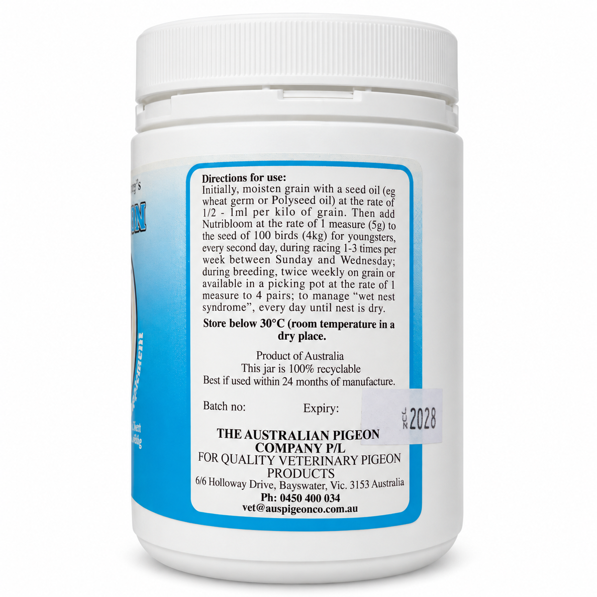 Nutribloom 400 g directions and storage