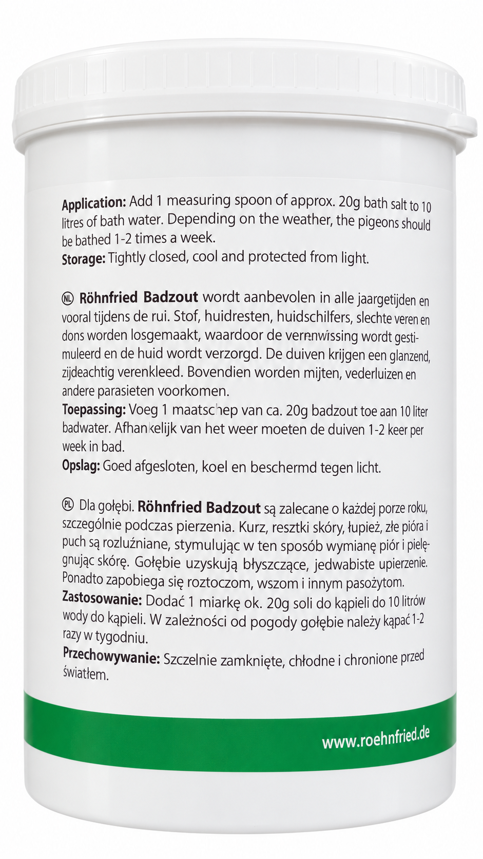 Röhnfried Badesalz Badzout 800 g application and storage