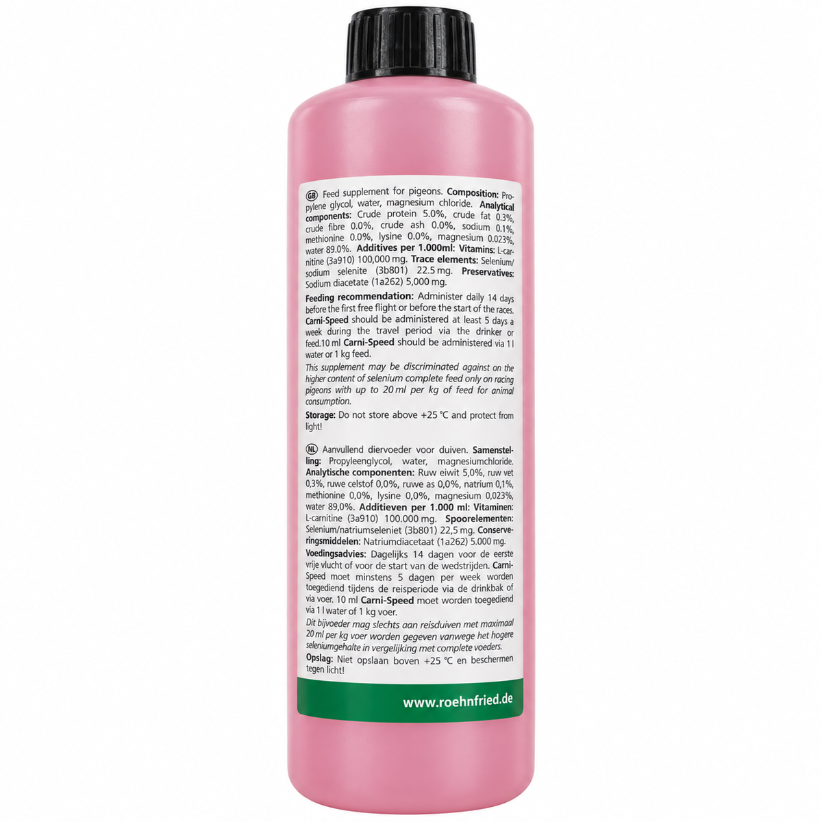 Röhnfried Carni-Speed 500 mL English ingredients and feeding instructions