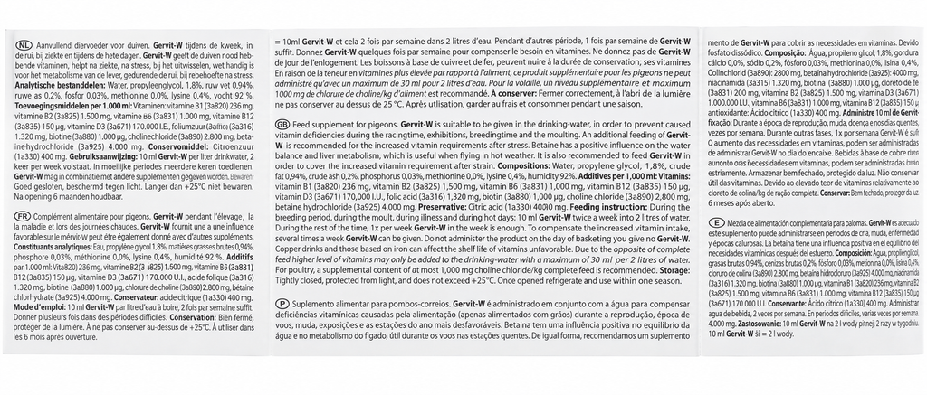 Röhnfried Gervit-W 500 mL supplied English product information panel