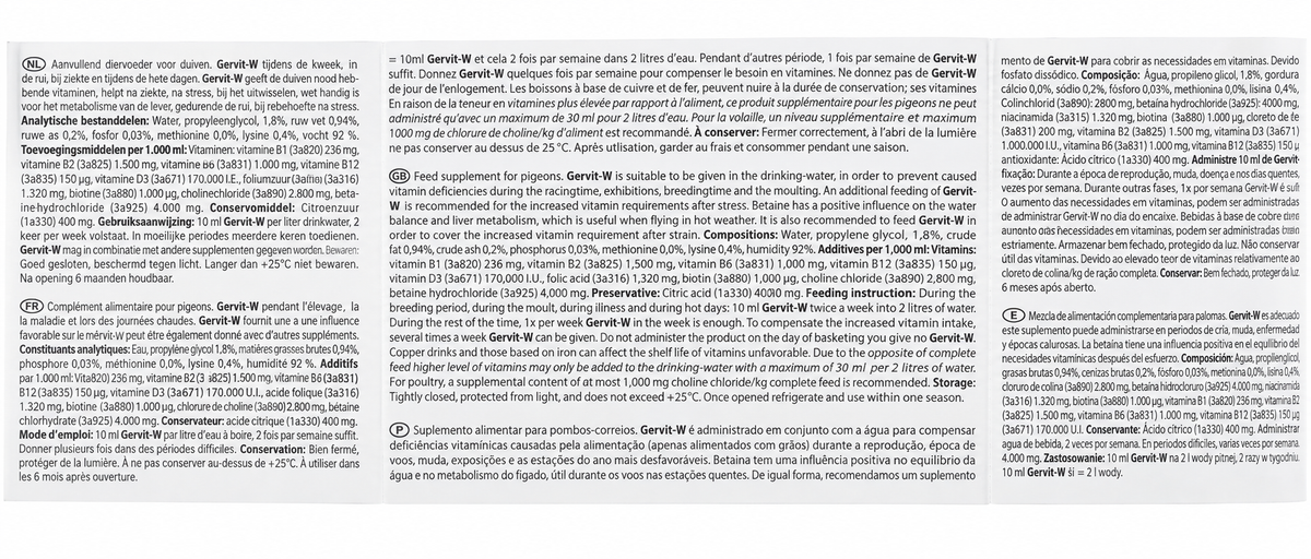 Röhnfried Gervit-W 500 mL supplied English product information panel