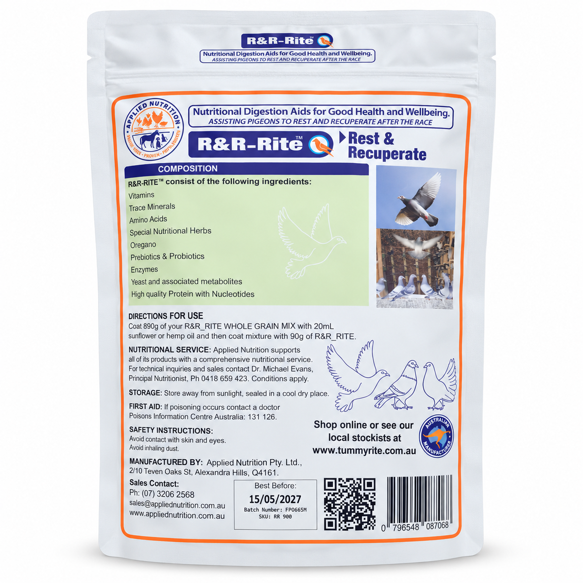 Applied Nutrition R&R-Rite 900g rear directions