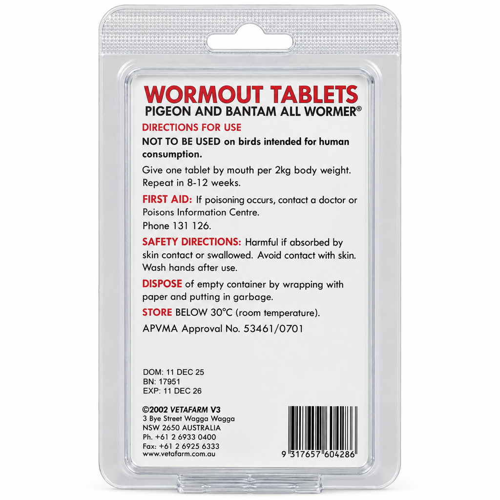 Vetafarm Wormout Tablets directions
